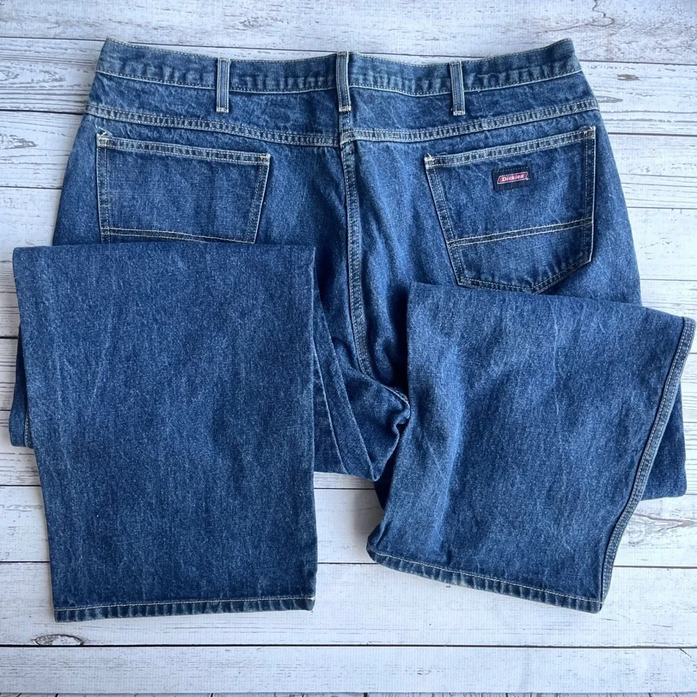 Genuine Dickies Carpenter Jeans Mens Dark Wash Denim Utility Workwear Streetwear